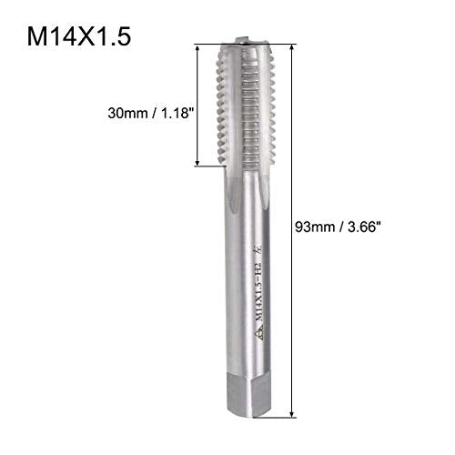 uxcell Metric Machine Tap Left Hand M14 Thread 1.5 Pitch H2 4 Flutes High Speed Steel Screw Thread Taps Tapping Tool - size: M14x1.5