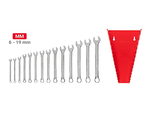 TEKTON Combination Wrench Set with Rack, 14-Piece (6-19 mm) | WCB91203 - size: 14-pc. (6-19 mm), style: Rack