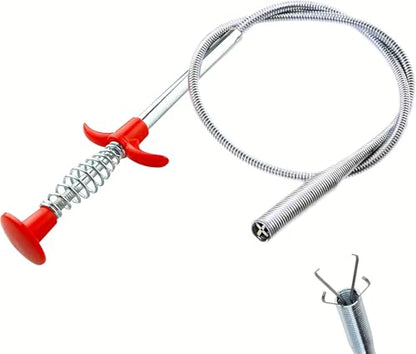 33.8 inch Drain Snake Hair Drain Clog Remover Tool - Sink Drain Cleaner for Toilet Sewer Shower Kitchen Bathroom Tub Clogged Drains Opener Cleaning Tool, Flexible Grabber Claw Pick Up Tool (33 in) - style: 33 in