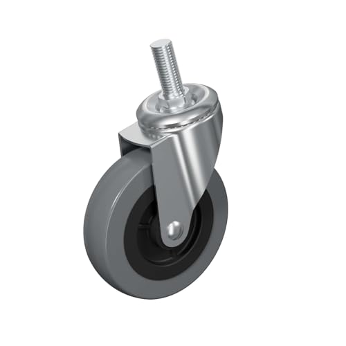 3 Inch Creeper Replacement Wheels 6 Pack Swivel Caster Wheel | Snap on cart Castor for Creeper Service Cart Stool Post Mount, M10x 1" Metric Threaded Stem Casters - style: Gray-No Brakes