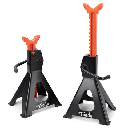 TONDA Jack Stands 3 Ton, Extra Tall Heavy Duty, Black, 1 Pair | 13.39“-21.06” Adjustable Height, For SUV, MPV and UTV/ATV, Self-locking Ratcheting,