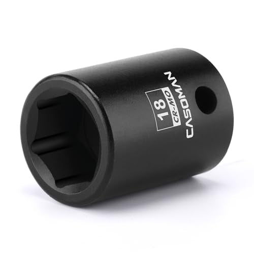 CASOMAN 1/2" Drive x 18mm Impact Socket, 6-Point, Metric, CR-MO - size: 18 mm (Shallow), style: 6-Point Socket