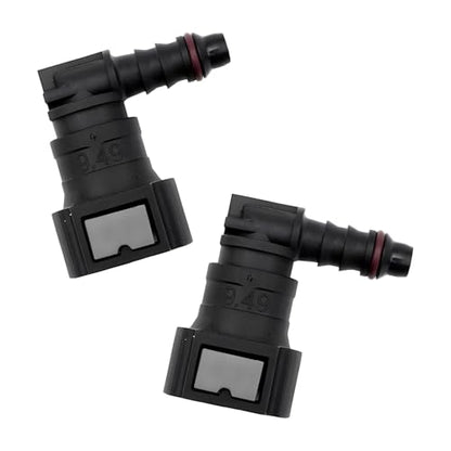 2 PCS Fuel Line Quick Connector, 3/8 SAE to 5/16 Nylon Tubing 90 Degree Elbow Fuel Line Connector, Elbow Bundy Female to Hose Barb Straight Quick Plugs for Most Vehicles - color: 9.49-ID8, Elbow