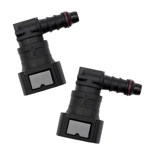 2 PCS Fuel Line Quick Connector, 3/8 SAE to 5/16 Nylon Tubing 90 Degree Elbow Fuel Line Connector, Elbow Bundy Female to Hose Barb Straight Quick Plugs for Most Vehicles - color: 9.49-ID8, Elbow