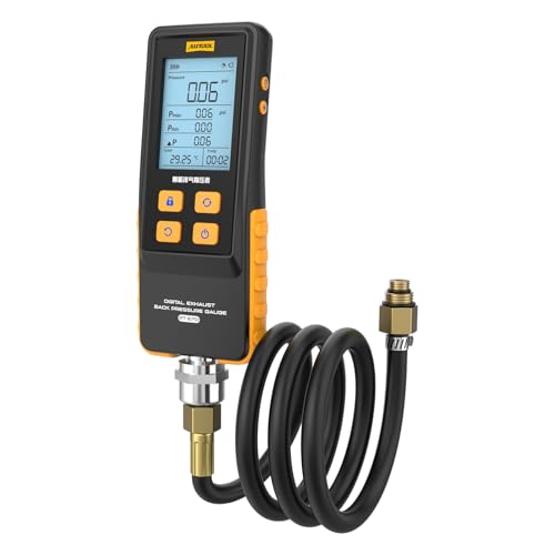 AUTOOL Digital Exhaust Back Pressure Gauge, Exhaust Back Pressure Tester Kit -500~2000mBar for Gasoline Diesel with Adapters & Hoses, Data Holding, Backlit Screen (PT670)