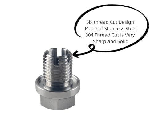 DEWHEL Stainless Steel M14.1-1.5 x 15mm Oversize Piggyback Oil Drain Plug Self Tapping Oil Pan Thread Repair Kit W/O-ring and Hexagonal Wrench