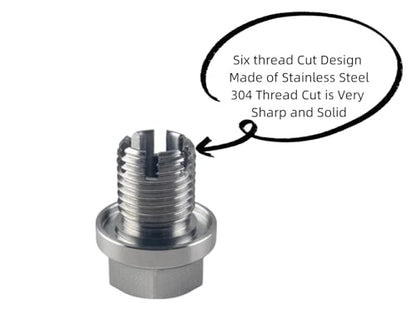 DEWHEL Stainless Steel M14.1-1.5 x 15mm Oversize Piggyback Oil Drain Plug Self Tapping Oil Pan Thread Repair Kit W/O-ring and Hexagonal Wrench