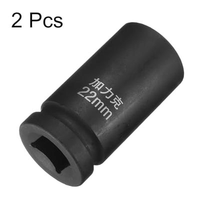 HARFINGTON 2pcs 4 Point Square Socket 3/4" Drive by 22mm Metric Square Impact Socket 40CR Blackening Standard Wheel Sockets Pneumatic Socket for Auto Repair Mechanical Maintenance Home Use - size: 22mm