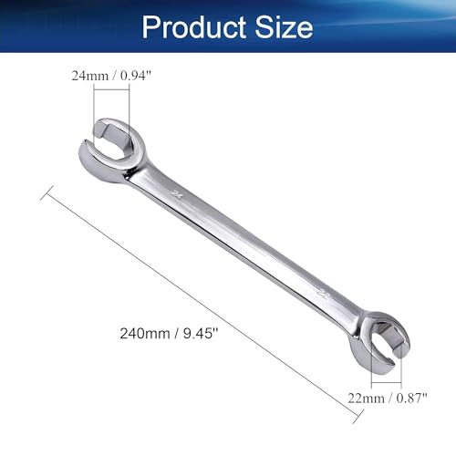 Auniwaig 22mm x 24mm Flare Nut Wrench Metric Double Open End | 15° Offset Ends, For Auto, Household, DIY Repairs - size: 22x24mm