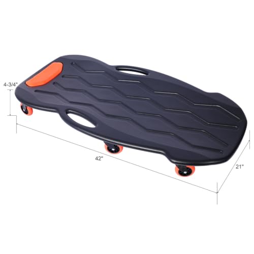 Mechanic Creeper, 42 Inch HDPE Rolling Garage Creeper with Padded Headrest, 330 LBS Capacity Low Profile Automotive Creeper with 6 Swivel Casters and Tool Trays,2pcs - color: 2pcs