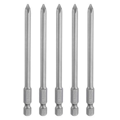 HARFINGTON 5pcs #1 Phillips Screwdriver Bit PH1 1/4" Hex Shank 4" (100mm) Long Magnetic S2 Steel Industrial Grade Screw Driver Bit Cross Head Electric Drill Bits 0.197" (5mm) Rod - size: PH1 x 100mm x 5mm