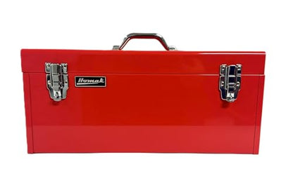 Homak 20" Portable Steel Heavy-duty Tool Box 18-Gauge with Metal Latches and Handle with removable tray, Red - color: Red