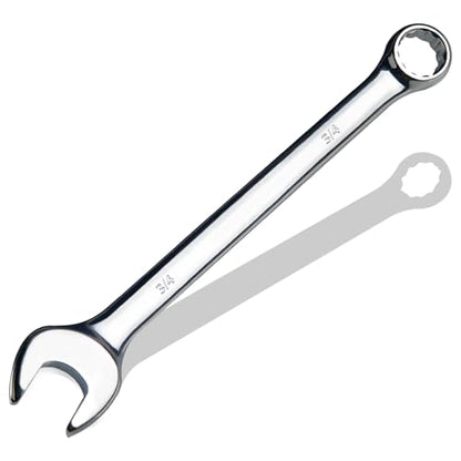 3/4" SAE Combination Wrench, CR-V Steel with Mirror Polish, 12-Point Design, 15-Degree Offset, Perfect for Auto Repair, Household, Car & Truck Emergency - size: 3/4"