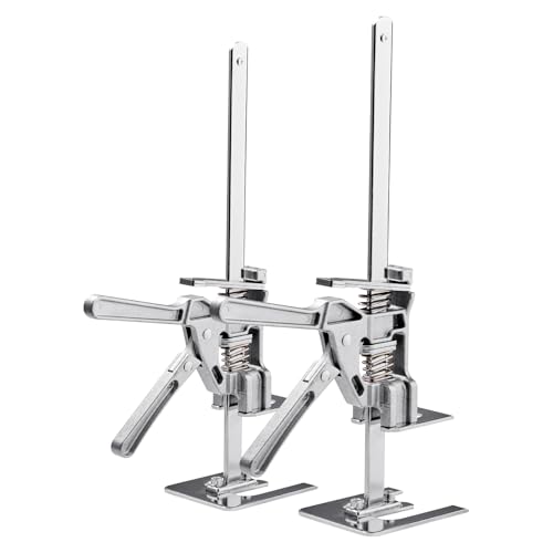 VEVOR Labor Saving Arm Jack, 2 PCS 220 lbs Bearing Capacity, Lifting up to 7.1", Metal Hand Lifting Jack Tool with Magnetic Level, Adjustable Height, for Door, Window, Furniture, Woodworking, Silver - size: L-12inch