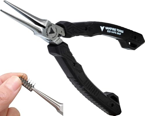 VAMPLIERS 5.5" Mini Precision Needle Nose Pliers, ESD Safe, Made in Japan | Non-Serrated Precision Tip, High Carbon Steel, ESD Safe Ergonomic Handles, For SMD, PCB, Circuit Boards, and Electronics Work - style: 5.5" Needle Nose Pliers