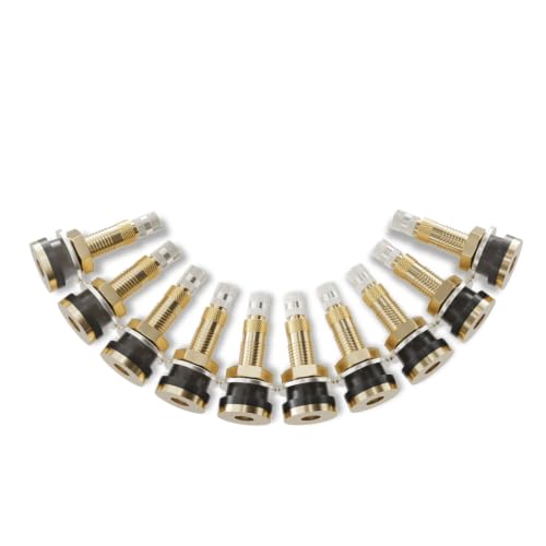 CKAuto TR618A Tubeless Tire Valve Stems, 1.875’’ Metal Valve Stems | Climp-in Brass Tire Valve Stem with Valve Stem Core for Rim Φ.625" (10 Pack) - color: TR618A10