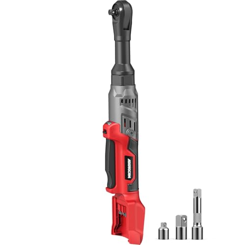 3/8" Cordless Ratchet Wrench for Milwaukee 18V Battery(Tool Only),75FT-LBS(102N.m) Extended Electric Ratchet Wrench with Variable Speed, LED Light, 1/4"&1/2" Adapter,3" Extension Bar