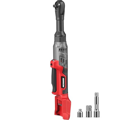 3/8" Cordless Ratchet Wrench for Milwaukee 18V Battery(Tool Only),75FT-LBS(102N.m) Extended Electric Ratchet Wrench with Variable Speed, LED Light, 1/4"&1/2" Adapter,3" Extension Bar