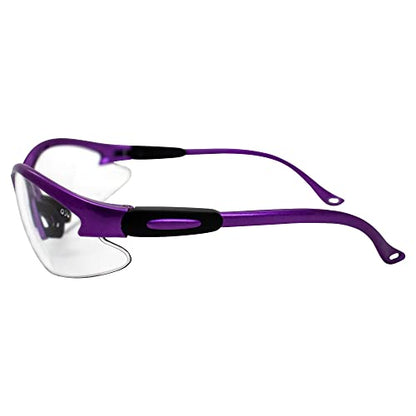 Global Vision Cougar Safety Glasses Nurses Dental Assistant Glasses Shooting Glasses for Women Men Clear Lens (Purple) - color: Purple