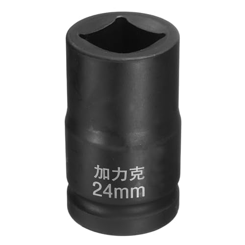 HARFINGTON 4 Point Square Socket 1" Drive by 24mm Metric Square Impact Socket 40CR Blackening Standard Wheel Sockets Pneumatic Socket Tool for Auto Repair Mechanical Maintenance Home Use - size: 24mm
