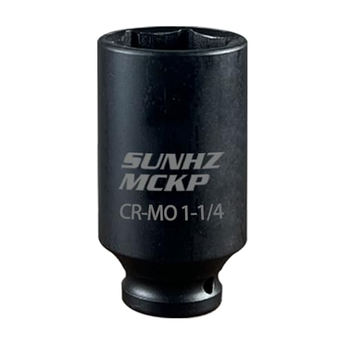 SUNHZMCKP 1/2 Inch Drive Impact Socket, SAE 1-1/4 In Deep 6 Point Socket, CR-MO, Axle Nut Impact Grade Socket for Easy Removal (1-1/4) - color: Sae, size: 1-1/4 inch