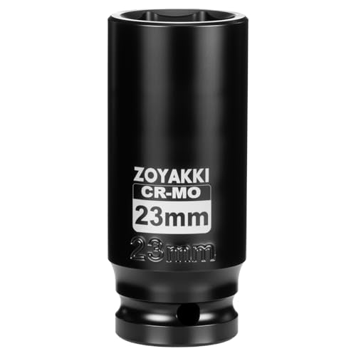 1/2" Drive 23mm Deep 6 Pt CR-MO Metric Impact Socket for Axle Nuts - size: 23mm, style: 1/2" Drive Deep