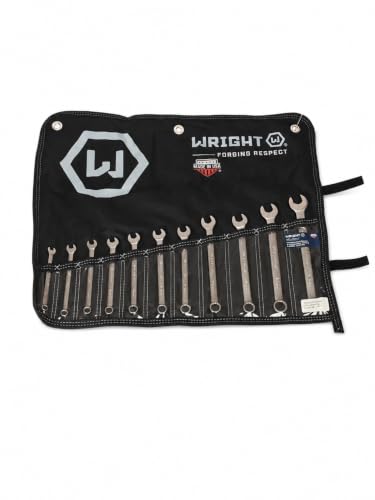 Wright Tool 750 Combination Wrench Set 12 Point Metric Satin Finish 11 Piece 7MM-19MM Forged Steel USA Made Anti-Slip Wright Grip 2.0 - size: 11-Piece