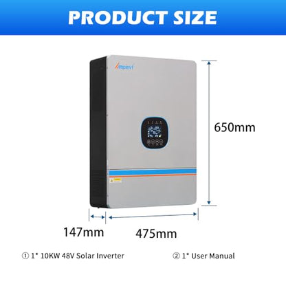Ampinvt 10000W Hybrid Solar Inverter with WiFi, Split Phase Inverter Charger 48Vdc to 120V/240Vac Support Parallel Up to 6 Units, Built-in 200A MPPT Battery Charging for Lead Acid and Lithium Battery