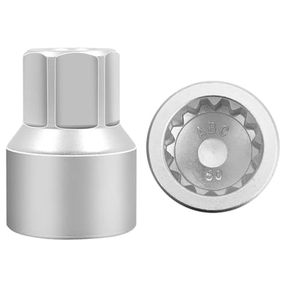 ABC-50 14Pt Outer Ring 4mm Wheel Locking Nut Key for Porsche VW | Wheel Lock Nut Socket Adapter, Anti-Theft Lug Nut Removal Tool, Anti-Theft Screw Remover, Repair Tool, Tyre Fitting, garage - color: ABC-50 Outer ring thickness: 4mm