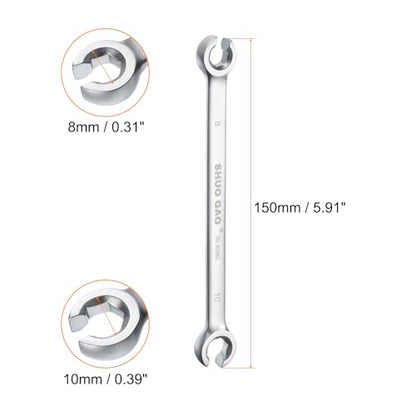 HARFINGTON Flare Nut Wrench 8mm x 10mm CR-V Nickel Plating Wrench for DIY Automotive Repairs and Household Maintenance - size: 8mm x 10mm