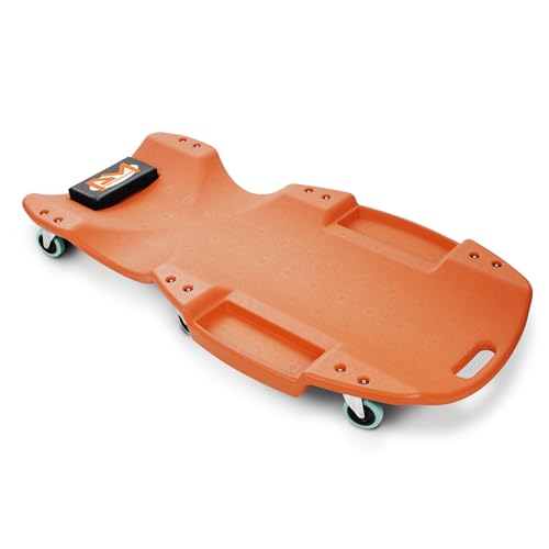 PM PERFORMOTOR Inches Heavy-Duty Low-Profile Roller Automotive Creeper with Padded Headrest, Orange, PM-TOL-CPC48-OG - color: Orange, size: 48 Inches