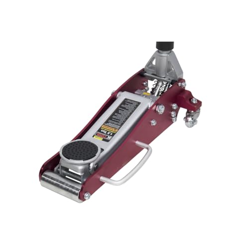 K Tool International 1.5 Ton Aluminum Service Jack; Low Profile 100% Aluminum Structure, Lifting Range 3-3/20" to 14", Dual Pump Quick Start, 1 Year Warranty; KTI63094, Red