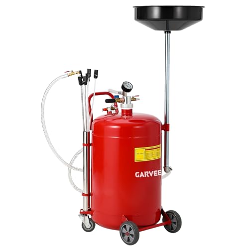 Garvee 20 Gallon Waste Oil Drain Tank, Portable Oil Drain Container, Air Operated Drainer, Fluid Fuel Transfer Drainage, Adjustable Funnel Height with Wheel &15'' Premium Bowl and a Toolbox - size: 20 Gallon - L Size