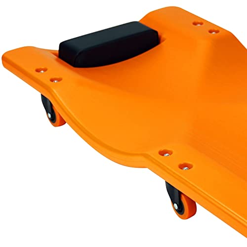 Pro-Lift Mechanic Plastic Creeper 36 Inch - Blow Molded Ergonomic HDPE Body with Padded Headrest - 300 Lbs Capacity Orange - color: Orange