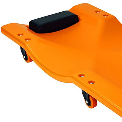 Pro-Lift Mechanic Plastic Creeper 36 Inch - Blow Molded Ergonomic HDPE Body with Padded Headrest - 300 Lbs Capacity Orange - color: Orange
