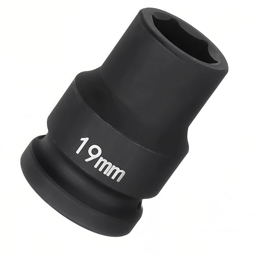 3/4"Drive x 19mm Metric, 6-Point Deep Impact Socket, Axle Nut Impact Socket | 40CR Alloy Steel,Clear labeling, Common Tools for Car Repair/Mechanical Work/Construction/Carpentry and Home Maintenance - size: 19mm