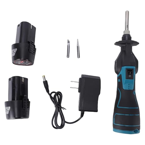 Mingzhe 12V Cordless Soldering Iron 12V Portable Soldering Kit Rechargeable Pen with 1200mAh Battery Fast Heat Up 0-400C Adjustable Temperature for Electronics Repa (2 Battery US Plug 110V)