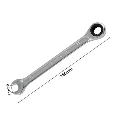 2 Pcs 11mm Ratchet Wrench Metric Ratcheting Wrench Set with 5° Movement and Hardened & 72 Teeth for Projects Metric Tight Spaces - size: 11 mm