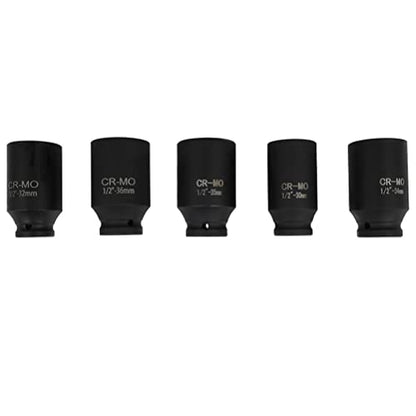 OCPTY 5 Piece 1/2 Inch Drive Deep Impact Axle Hub Socket Set | Fit For Most Cars, 6 Point, 33mm 34mm 35mm 36mm 38mm