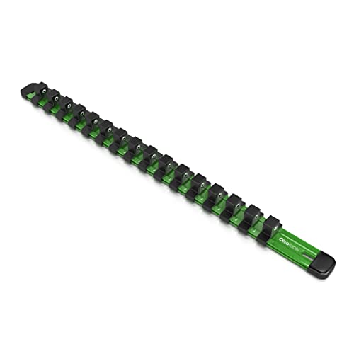 Olsa Tools Socket Organizer 1/2-Inch Drive Socket Holder and Rail, Green, Aluminum, Holds 16 Chrome or Impact Sockets, Professional-Grade, Part:1105 - color: Green, size: 1/2-Inch Drive