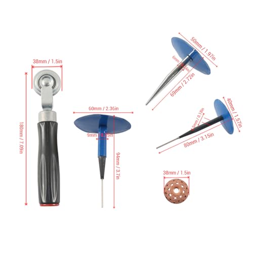 Luocute Tire Repair Plug Kit, Tire Repair Plugs, Roller, Drill Bit, Patch Tool Kit with Grinding Wheel for Cars Trucks Bikes Scooters, Universal Solution for Various Vehicles