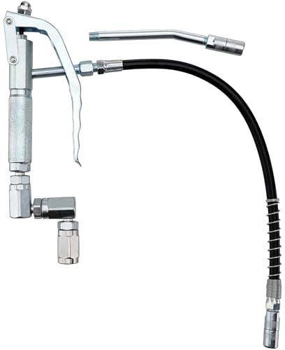 Grease Control Handle Valve for Grease Pump | 18" Flexible Spout with 4 Jaws Coupler, 1/4" NPT(f) Inlet Thread, 7500 PSI Max Working Pressure, 360 Degree Z Swivel Design