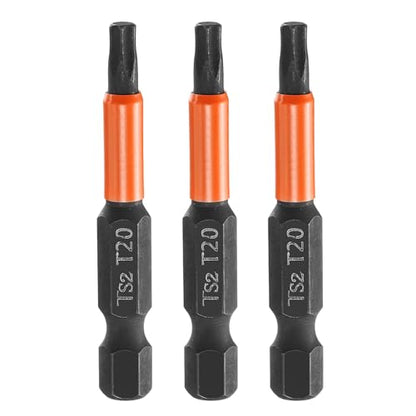 HARFINGTON 3pcs T20 Torx Head Screwdriver Bit 2" (50mm) Long 1/4" Hex Shank Magnetic No Hole Tamper Proof 6 Point Star Screw Driver Drill Bits Phosphate S2 Steel Industrial Power Tools - size: T20 x 50mm