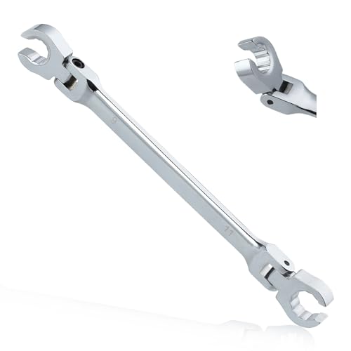 Flex Head Flare Nut Wrench Set 9 * 11mm Metric Double Flexible Line Wrench 40Cr for Automotive and Plumbing Repairs - style: 9*11mm