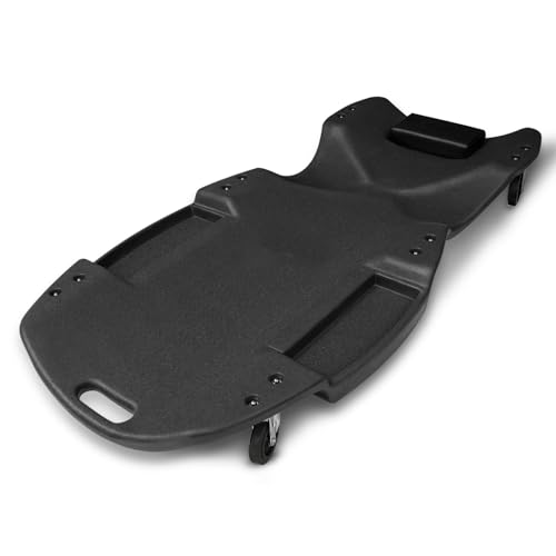 Magshion Mechanic Creeper with Padded Headrest and Dual Tool Tray, Rolling Garage Floor Creeper with 6 Wheels, Lightweight and Portable Automotive Creeper - 440 lbs Capacity (Black) - color: Black, size: 46.5"