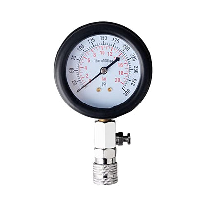 DAYUAN Professional Petrol Engine Compression Tester Kit (Dark Blue- 11Pcs) | Dual Scale Gauge, 0-300 PSI/0-20 Bar, Reinforced Rubber Hose - color: Dark blue- 11Pcs