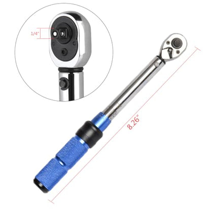 Bike Torque Wrench Set, 1/4 Inch Drive Torque Wrench 2 to 24 Nm | Bicycle Torque Wrench for MTB Mountain Road Bikes with Allen Key, Torx Sockets, Extension Bar