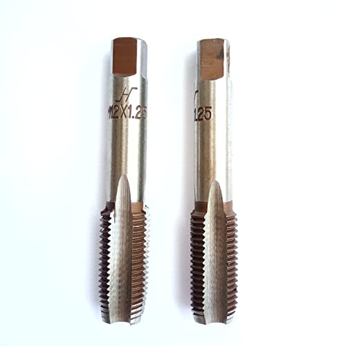 AtticZone M12 x 1.25 Metric Hand Thread Tap, Right Hand, Alloy Tool Steel, 1 Taper Tap, 1 Plug Tap for Metal Working DIY Industrial - size: M12x1.25