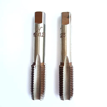 AtticZone M12 x 1.25 Metric Hand Thread Tap, Right Hand, Alloy Tool Steel, 1 Taper Tap, 1 Plug Tap for Metal Working DIY Industrial - size: M12x1.25
