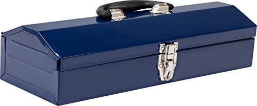 TCE ATB102U Torin 16" Hip Roof Style Portable Steel Tool Box with Metal Latch Closure, Blue - size: 16 inch